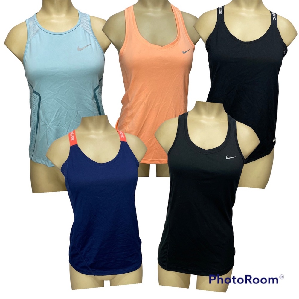 Lot of 5 Nike Womens XS Running Training Tank Tops Dri-Fit Racerback Elastika - Picture 1 of 14